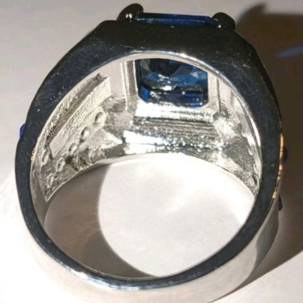 Sapphire Lab Created diamond Mens Ring Sz 9
